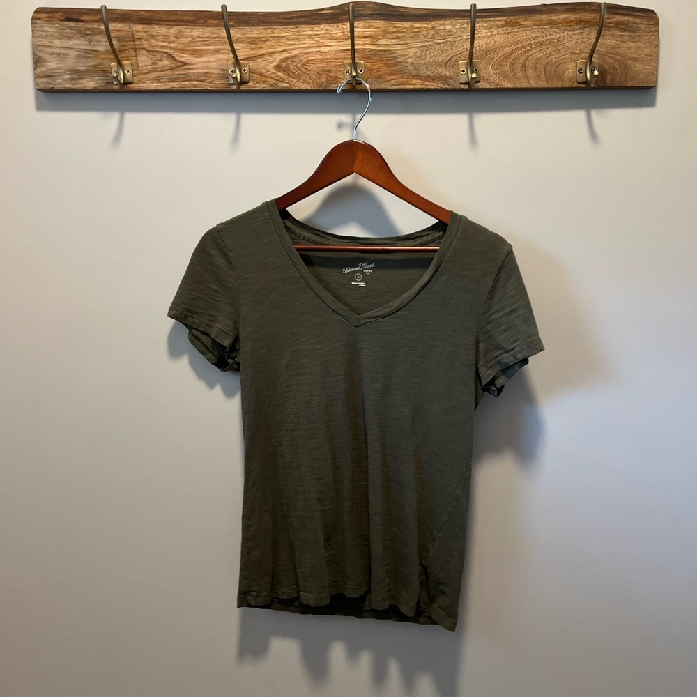 Olive Green V-Neck T-shirt